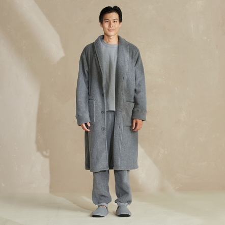 搖粒絨長外套-岩石灰