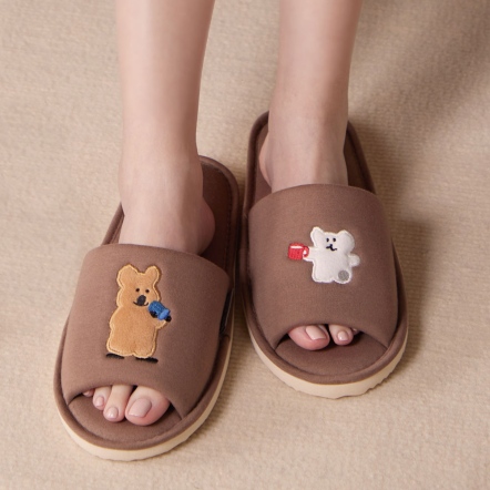 【預購】DINOTAENG | 咖啡開口室內拖鞋-可可棕(M)