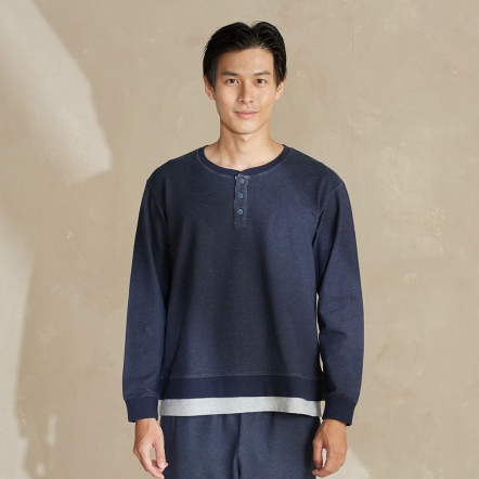 【鋅纖維】牛仔長袖上衣-深丈青