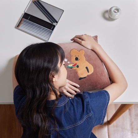 DINOTAENG | 早餐方形抱枕（30x30公分）-可可棕