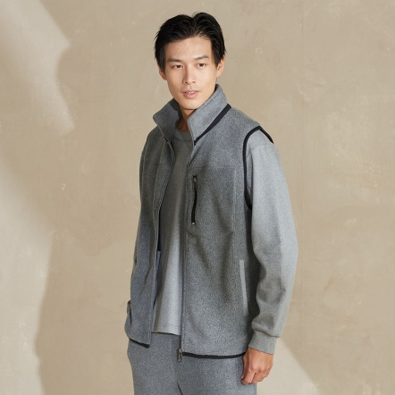 搖粒絨背心-岩石灰